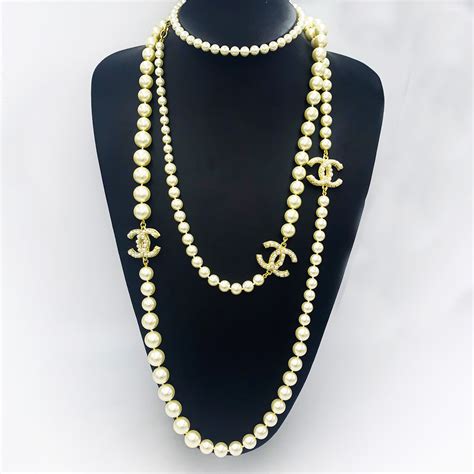 chanel metal and glass pearl necklace|pre owned chanel pearl necklace.